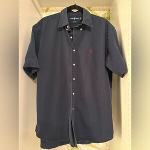 Polo Ralph Lauren Men’s Short-Sleeve Button-Down Shirt - Navy with Red Pony